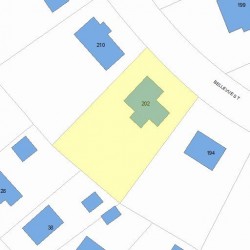 202 Bellevue St, Newton MA  02458-1813 plot plan