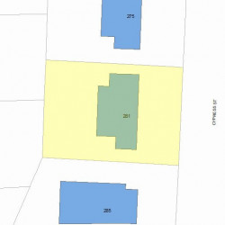 281 Cypress St, Newton MA  02459-2227 plot plan