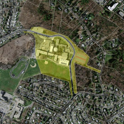 140 Brandeis Rd, Newton MA  02459-2799 aerial view