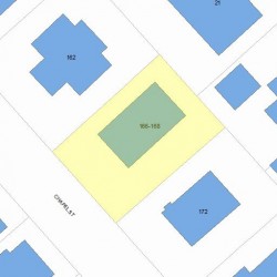 166 Chapel St, Newton MA  02458-1308 plot plan