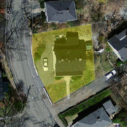 68 Cottage St, Newton MA  02464-1229 aerial view