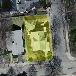 25 Ware Rd, Newton MA  02466-1419 aerial view