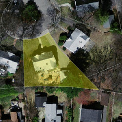 17 Glastonbury Oval, Newton MA 02468-1629 aerial view