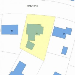 34 Moreland Ave, Newton MA  02459-2115 plot plan