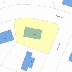 148 Bellevue St, Newton MA  02458-1835 plot plan