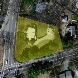 592 Chestnut St, Newton MA  02468-1614 aerial view