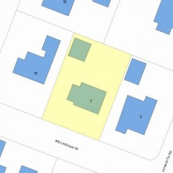 9 Bellingham St, Newton MA  02461-1001 plot plan