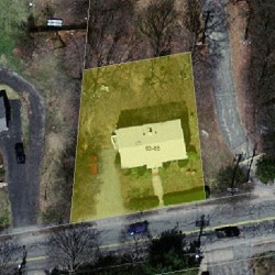 65 Auburn St, Newton MA  02466-2501 aerial view