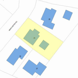 24 Manchester Rd, Newton MA  02461-1121 plot plan