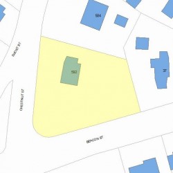 592 Chestnut St, Newton MA  02468-1614 plot plan