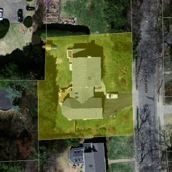 72 Ferncroft Rd, Newton MA  02468-1214 aerial view