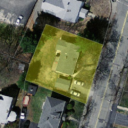 207 Cherry St, Newton MA 02465-1245 aerial view