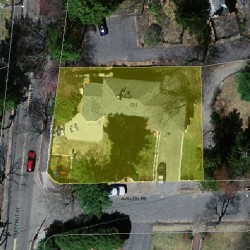 131 Avalon Rd, Newton MA  02468-1611 aerial view